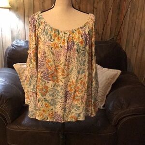 Adora Cream Feeling Special Ruffle Floral Off the Shoulder Top Size L